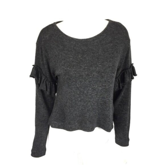 Zara Sweater Small Gray Stretch Soft Boat Neck - Picture 1 of 6